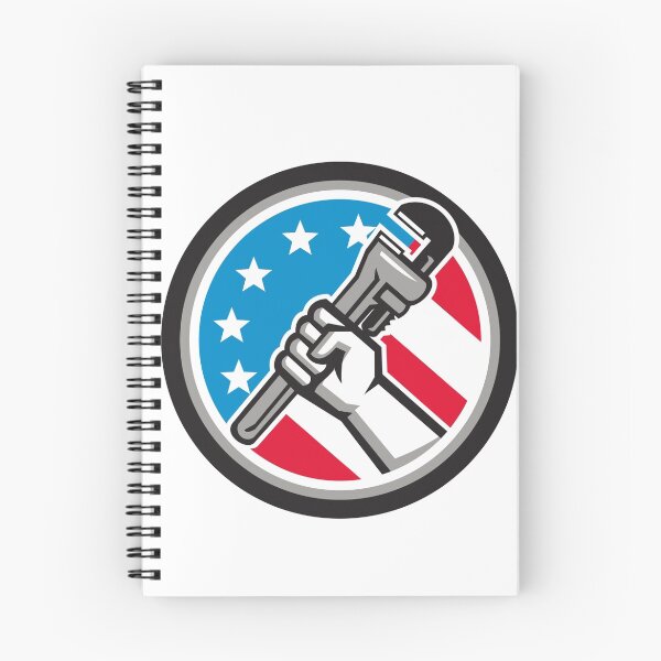 Item preview, Plumber Hand Pipe Wrench USA Flag Side Angled Circle designed and sold by patrimonio.