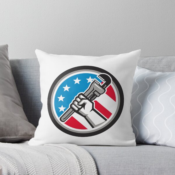 Item preview, Plumber Hand Pipe Wrench USA Flag Side Angled Circle designed and sold by patrimonio.