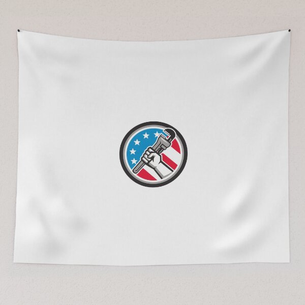 Item preview, Plumber Hand Pipe Wrench USA Flag Side Angled Circle designed and sold by patrimonio.