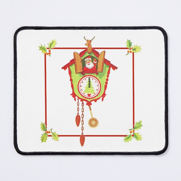 Item preview, "Cuckoo for Claus" - Vintage, Inspired, Christmas, Card, Kris, Kringle, Santa, Saint, St., Nick, Nicholas, Cuckoo, Clock, Reindeer, Deer, Head, Faux, Mount, Taxidermy, Tree, Poinsettia, Holly Berries designed and sold by CanisPicta.