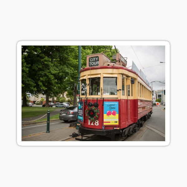 "Christchurch Tram" Sticker by CrackerCampbell Redbubble