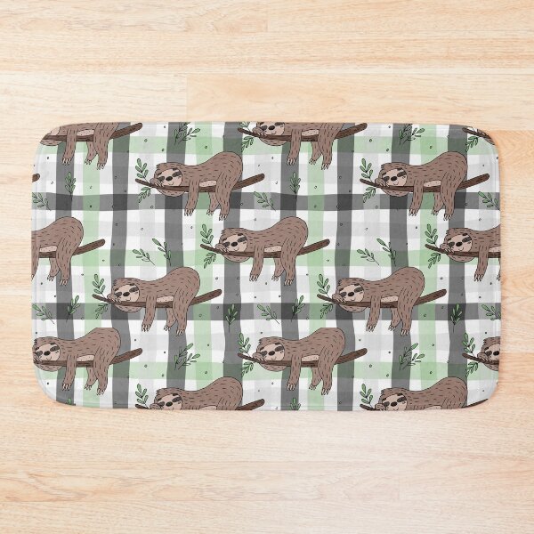 Item preview, Sleeping Sloth On Plaid Background  designed and sold by CatheriLove.