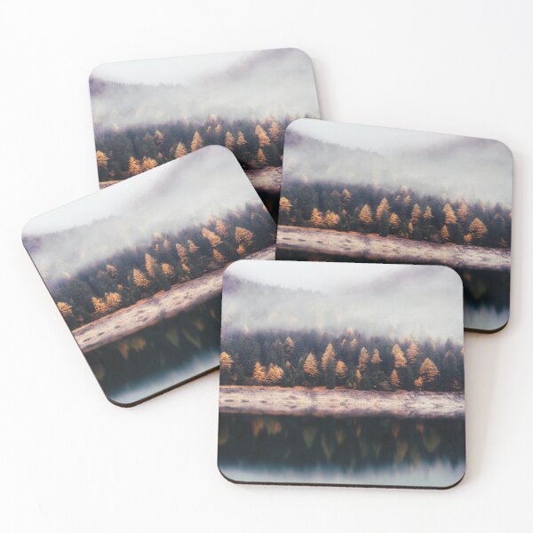 Item preview, Misty Autumn Pine Forest And Lake Landscape designed and sold by Simi2020.