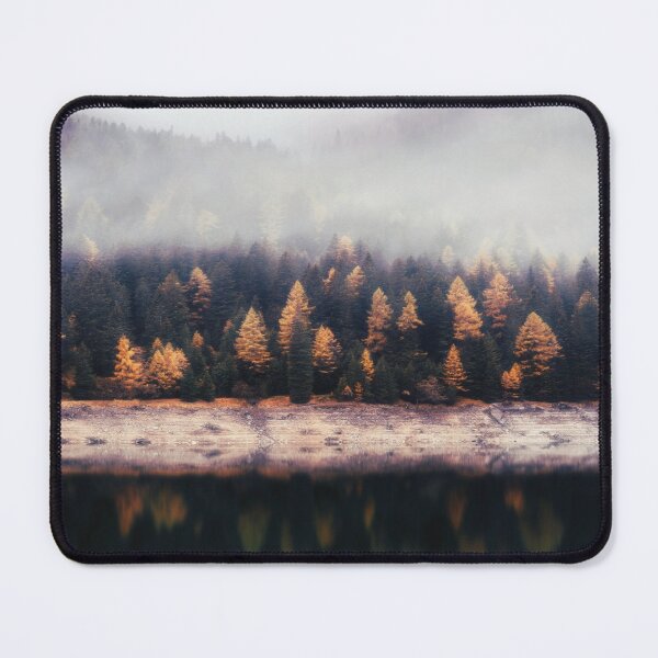 Item preview, Misty Autumn Pine Forest And Lake Landscape designed and sold by Simi2020.
