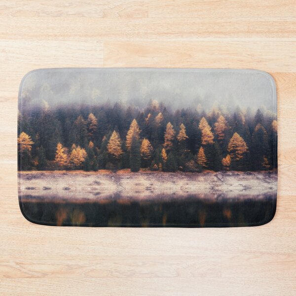 Item preview, Misty Autumn Pine Forest And Lake Landscape designed and sold by Simi2020.