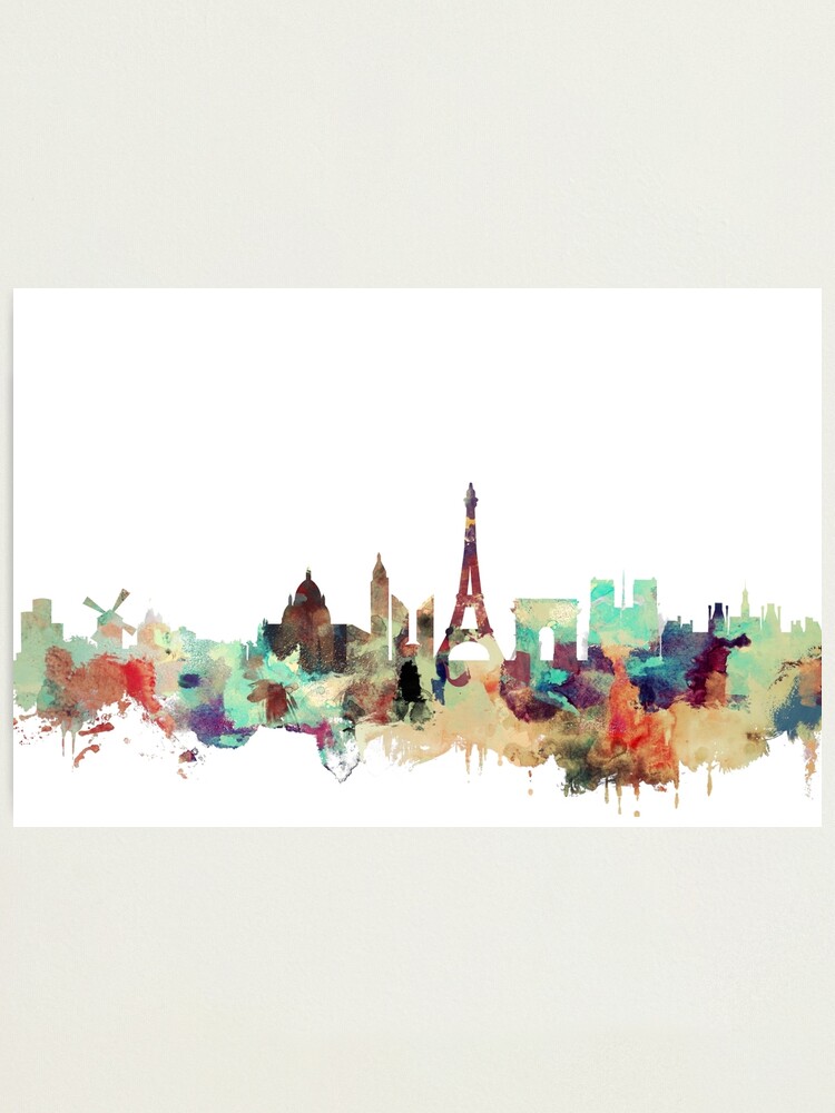 Paris Skyline French Watercolor Decor Paris Cityscape City Skyline Photographic Print By Dimdom Redbubble