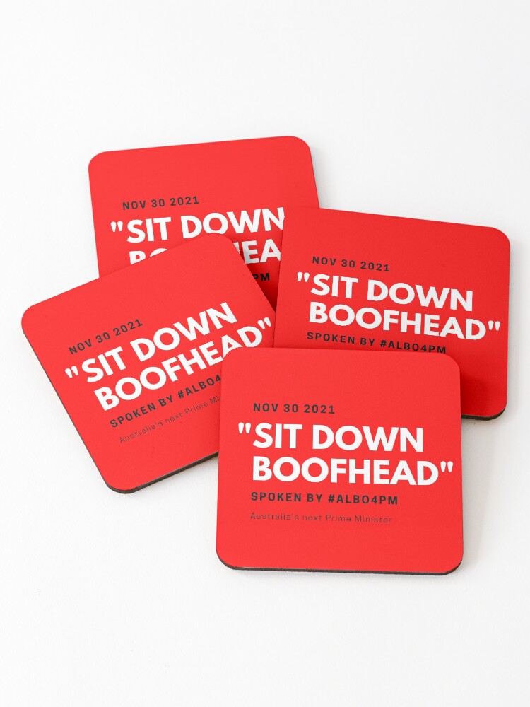 Thumbnail 1 of 5, Coasters (Set of 4), Sit Down Boofhead designed and sold by giants-com-au.