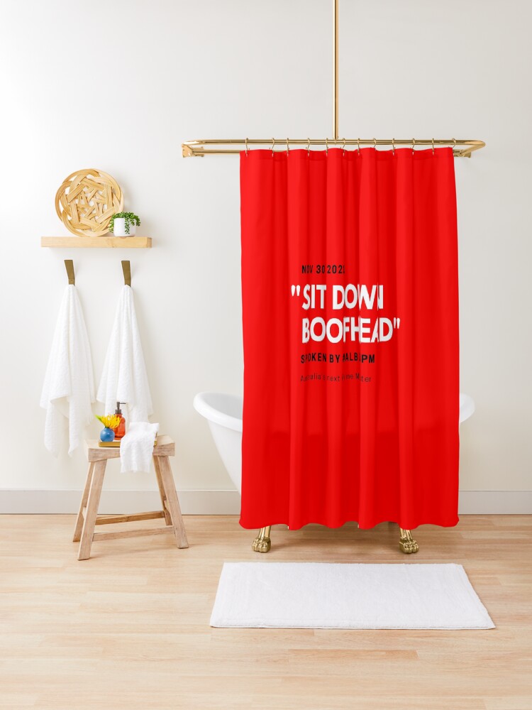 Thumbnail 1 of 5, Shower Curtain, Sit Down Boofhead designed and sold by giants-com-au.