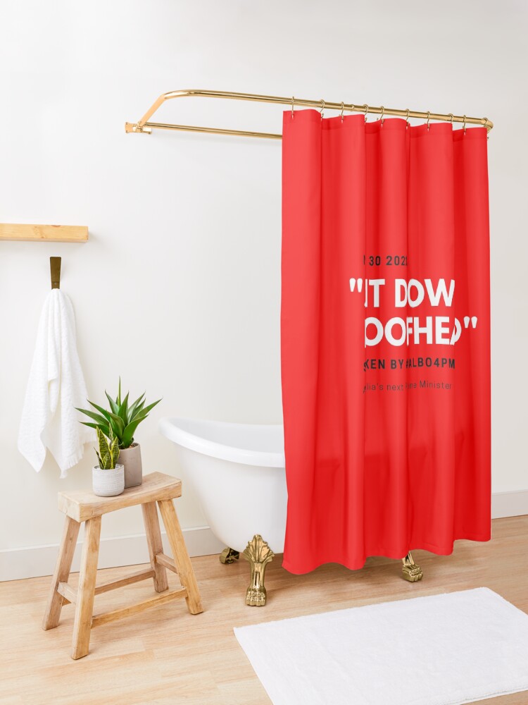 Thumbnail 3 of 5, Shower Curtain, Sit Down Boofhead designed and sold by giants-com-au.