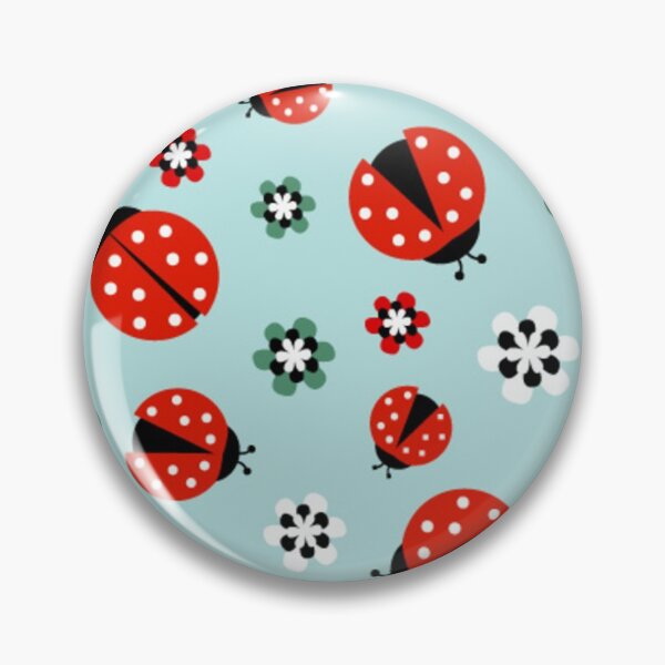 Item preview, Ladybugs with flowers on light blue seamless  designed and sold by CatheriLove.