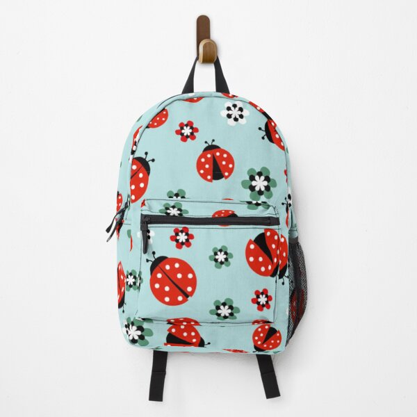 Item preview, Ladybugs with flowers on light blue seamless designed and sold by CatheriLove.