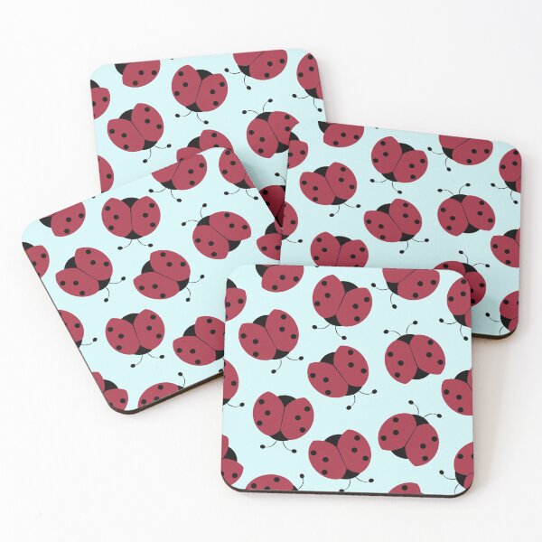 Item preview, Large red cartoon beetles on a blue background designed and sold by CatheriLove.