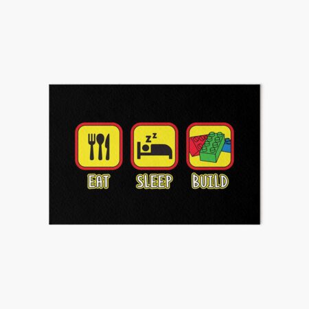 Vista previa del artículo con la obra «Eat Sleep Build Toy Brick Lover Blocks», diseñado y vendido por JustLivinLife.