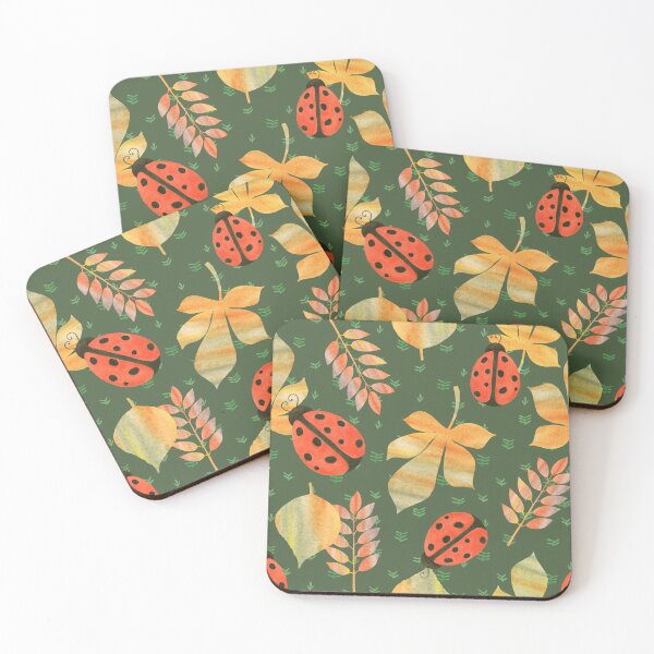 Item preview, Botanical background with ladybugs designed and sold by CatheriLove.