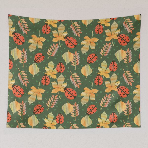 Item preview, Botanical background with ladybugs designed and sold by CatheriLove.