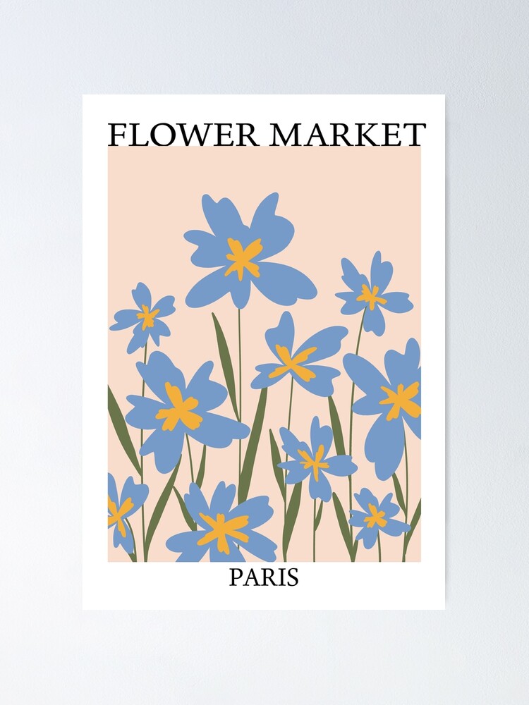 Póster «Ilustración del mercado de flores abstractas, flor de iris azul» de  gusstvaraonica | Redbubble