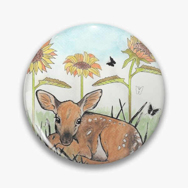 Item preview, Traditional Watercolour Fallow Baby Deer Line Art designed and sold by CJAura by Claire Jane Johnson.