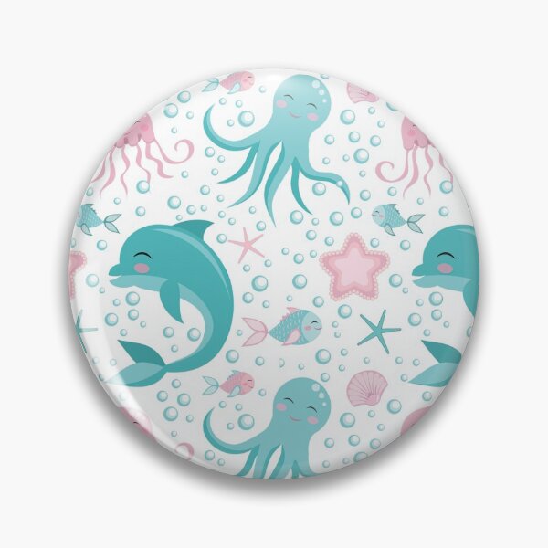 Item preview, Aqua Dolphin Pink Jellyfish  designed and sold by CatheriLove.