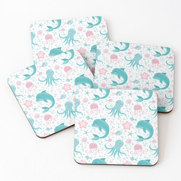 Item preview, Aqua Dolphin Pink Jellyfish  designed and sold by CatheriLove.