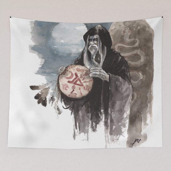 Item preview, Shaman Slavic Veles Print Shaman Wallpaper designed and sold by Mariusz Szmerdt.