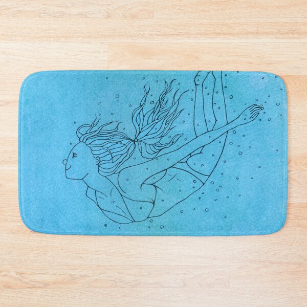Item preview, Natula & Water - girl diving into blue / aquamarine water, simple illustration designed and sold by Natasha Kolton.