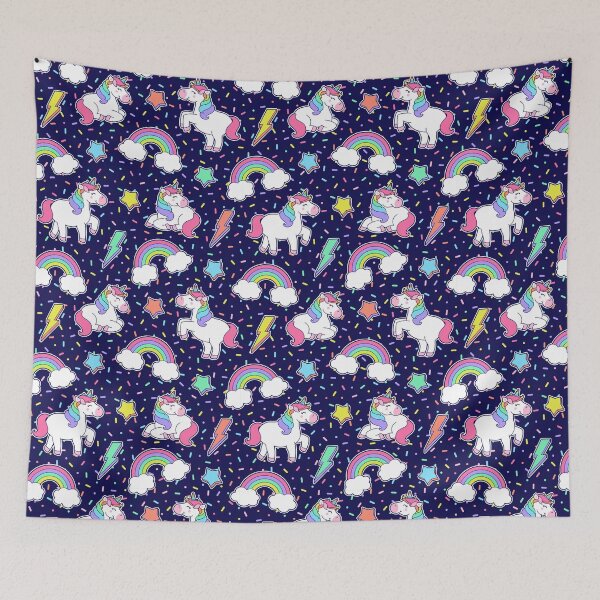 Item preview, Cute unicorn, rainbow, star, thunder seamless  designed and sold by CatheriLove.
