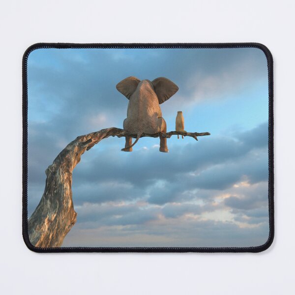 Item preview, elephant and dog sit on a tree branch designed and sold by Mike Kiev art.