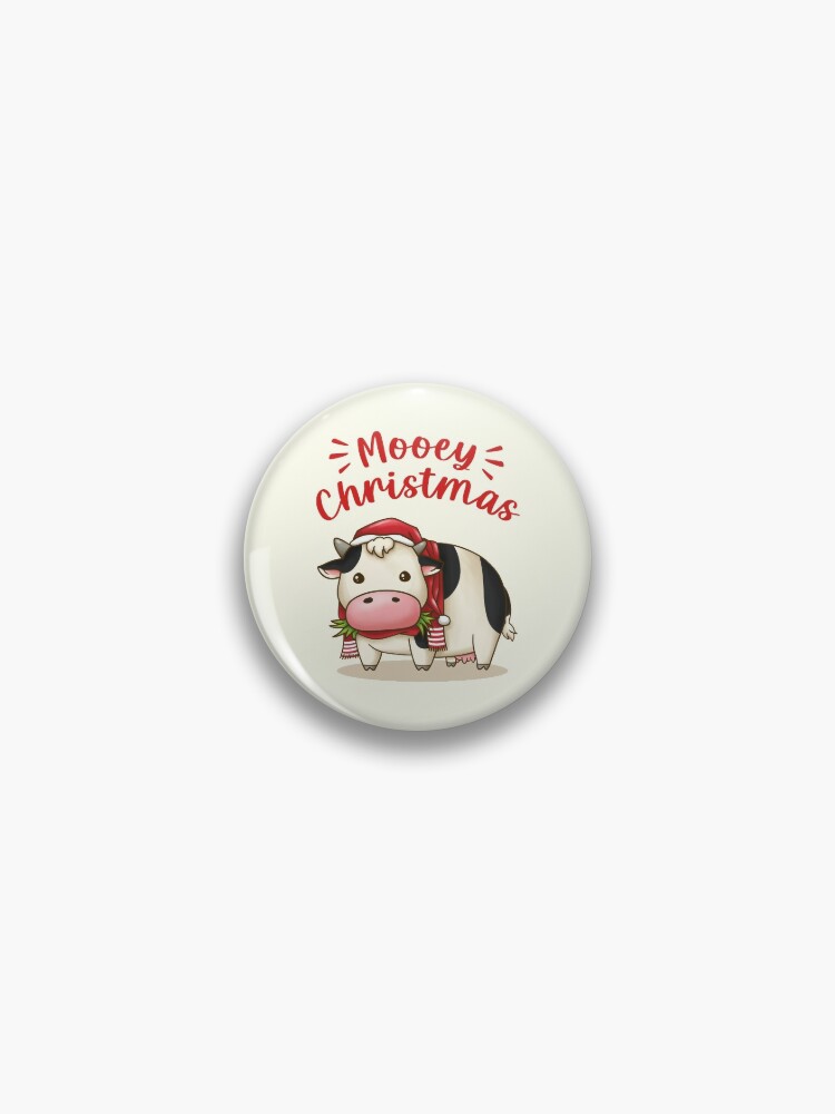 Santa Cow in Coffee Cup Badge Reel, Santa Hat, Cow, Christmas