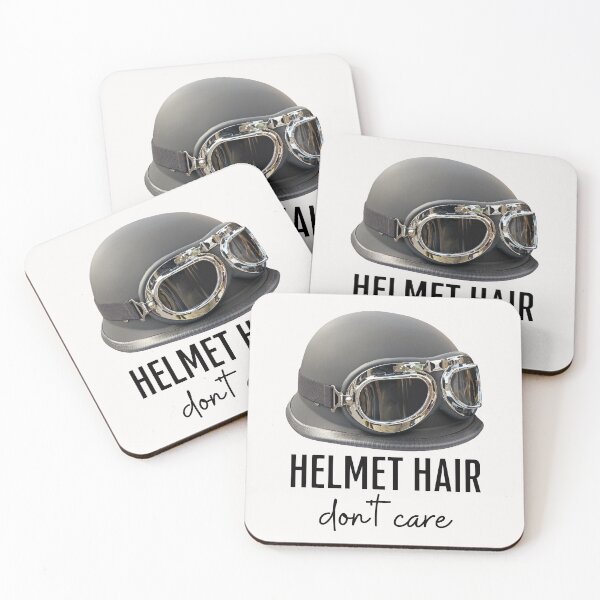 Item preview, Helmet hair, don't care! Motorcycling. German Army Half Helmet And Goggles, Black Text. designed and sold by JellyBeenzz.