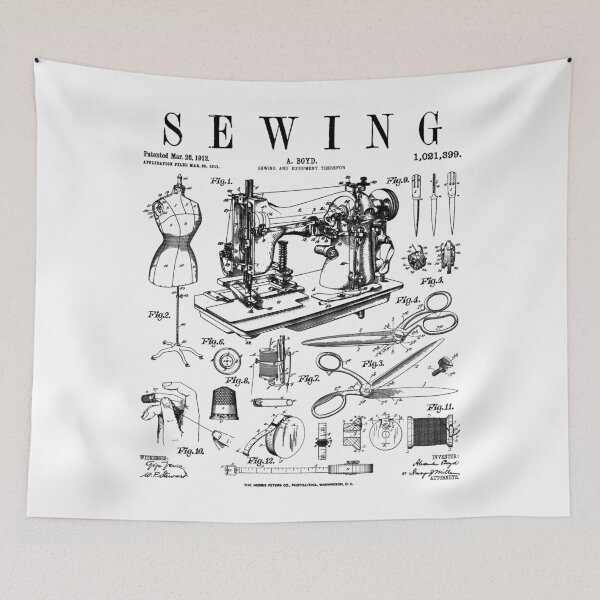 Item preview, Sewing Machine Quilting Quilter Crafter Vintage Patent Print designed and sold by GrandeDuc.