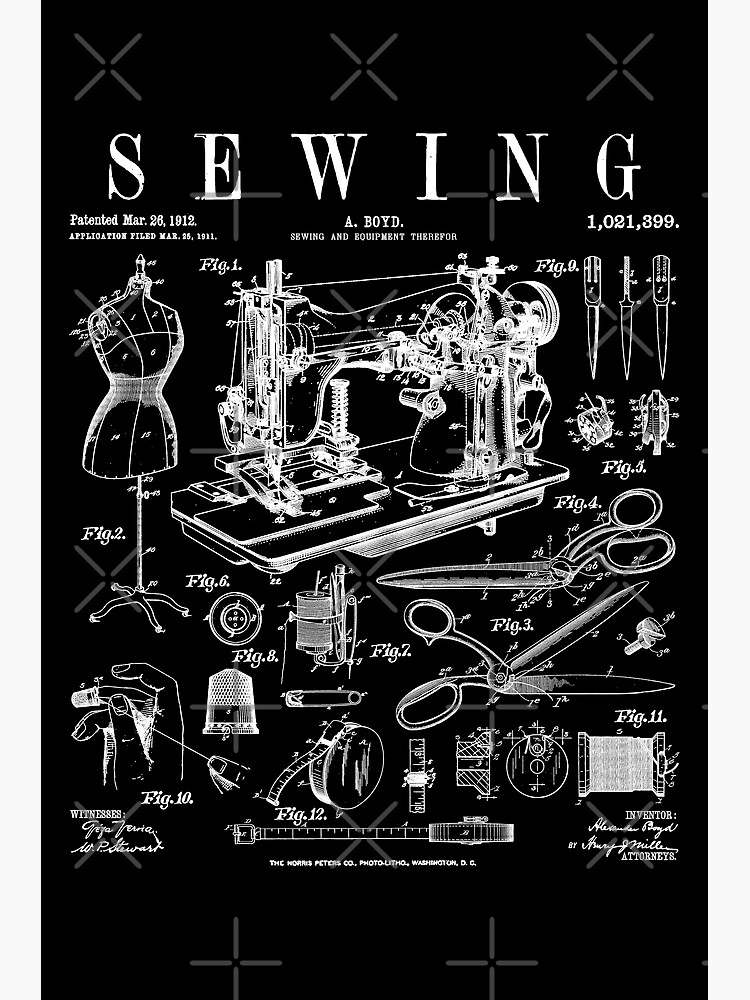 Dressmaker Kit of Dress Form, Sewing Machine and T Poster for Sale by  surgedesigns