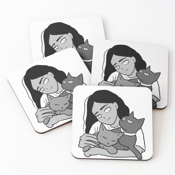 Item preview, Cute girl and gray cat designed and sold by Mayarart.