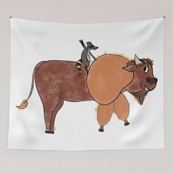 Item preview, love story of a bison and a raccoon designed and sold by Mohes-art.