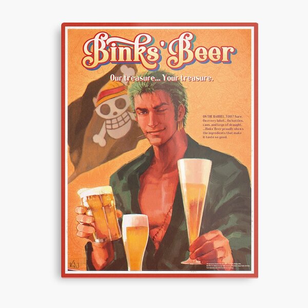 zoro roronoa Bink's Beer Metal Print