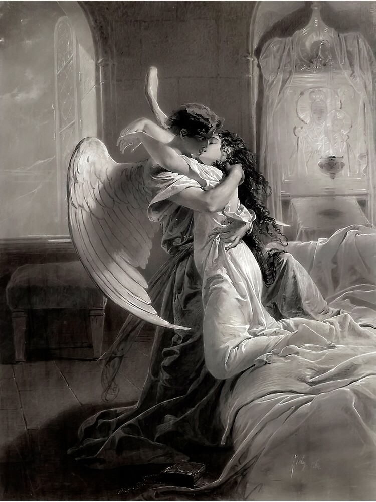 "Romantic Encounter (The Angel Lover), by Mihaly Zichy" Art Print for