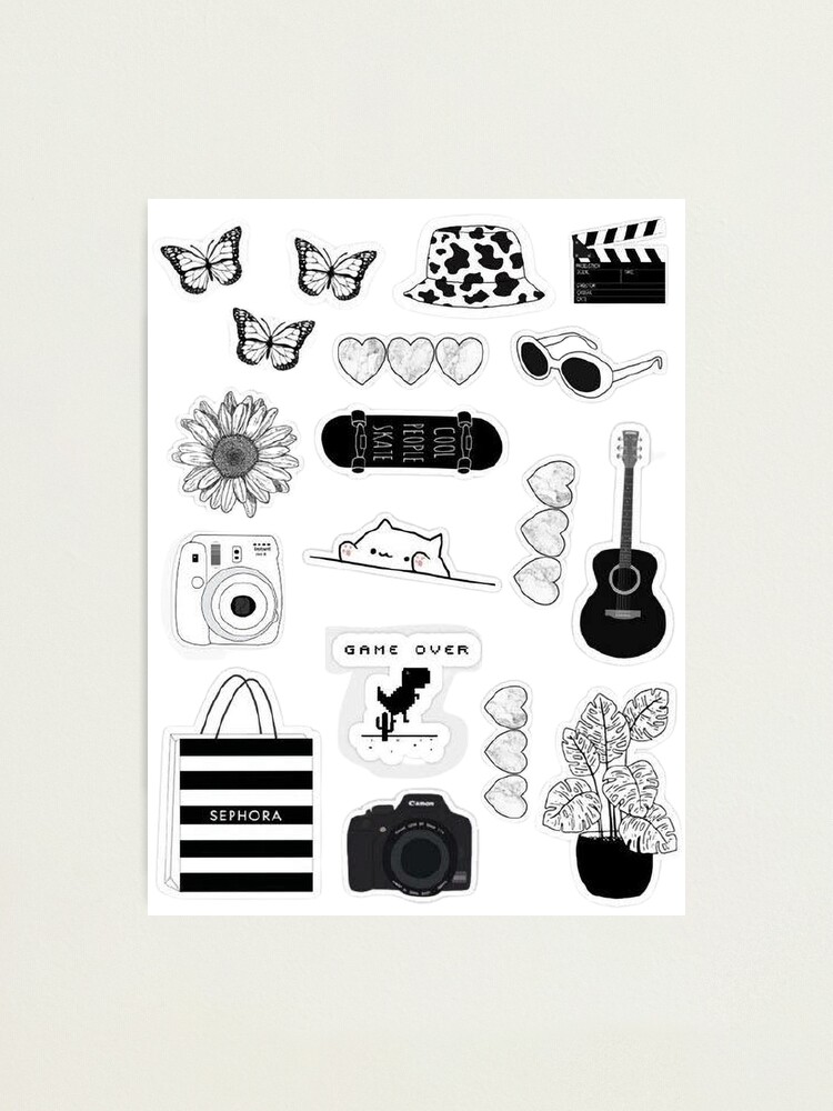 Cute black and white printable sticker  Scrapbook stickers printable, Cute  laptop stickers, Black and white stickers