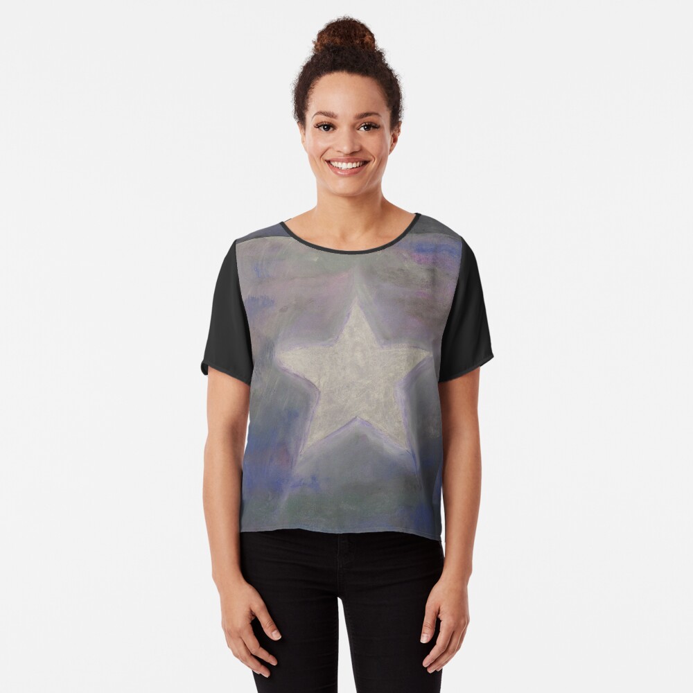 Stern silber - Star silver used look Chiffon Top