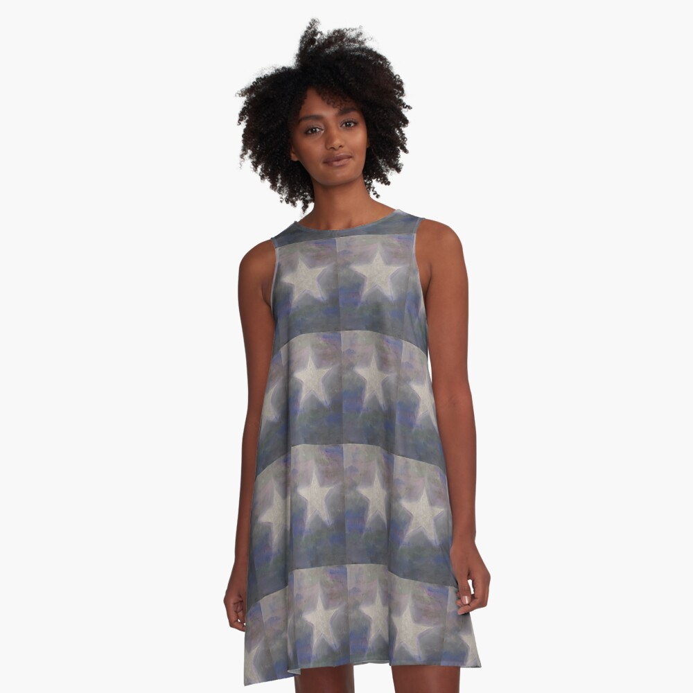 Stern silber - Star silver used look A-Linien Kleid