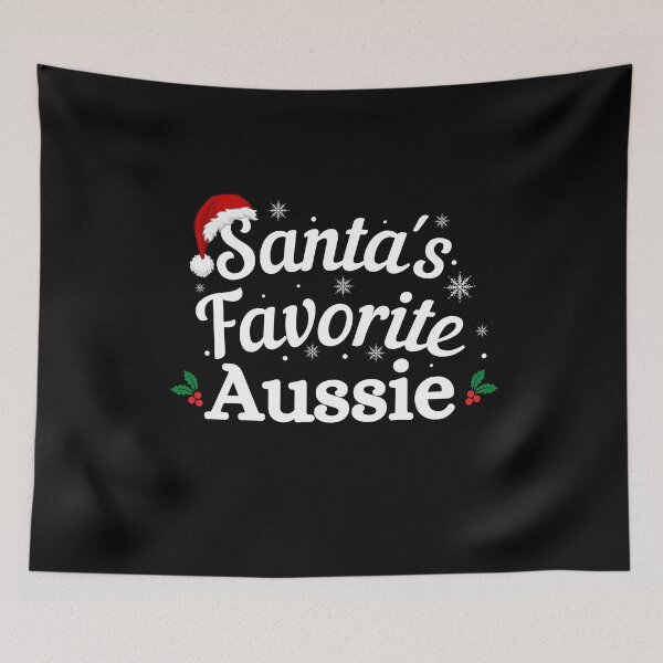 Item preview, Santas Favorite Aussie (white text) - Aussie Christmas - Merry Christmas with Santa Hat designed and sold by CaitU.