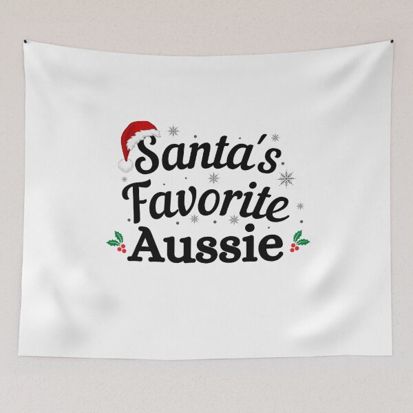 Item preview, Santas Favorite Aussie (black text) - Aussie Christmas - Merry Christmas with Santa Hat designed and sold by CaitU.