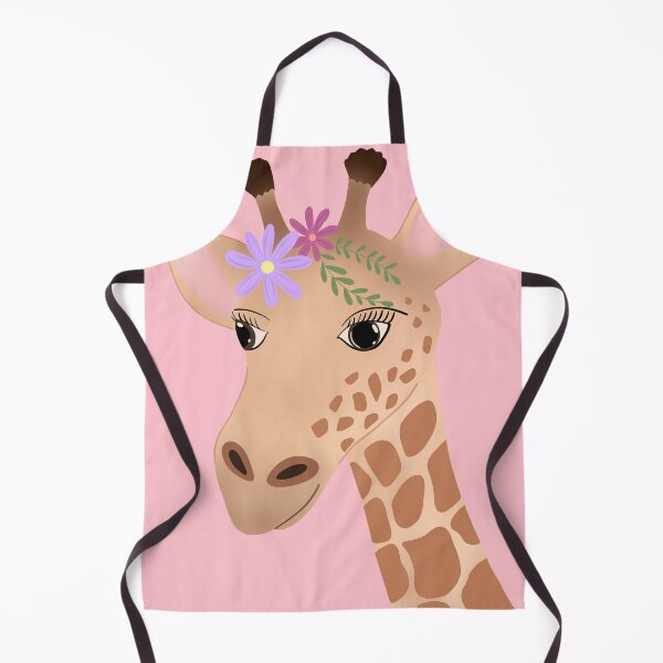 Item preview, Giraffe girl with floral headband on dusty pink background designed and sold by WorthVisuals.