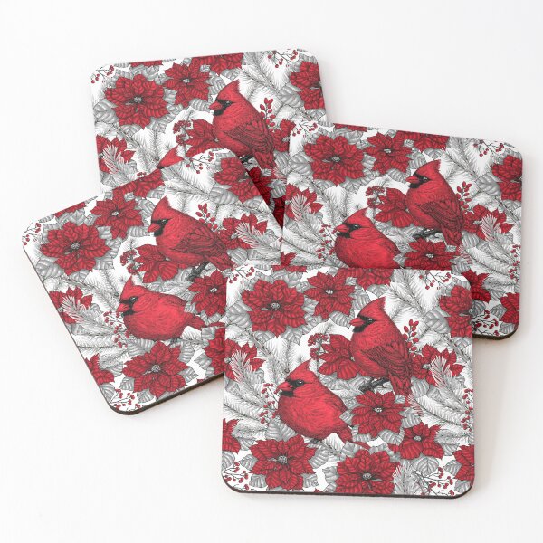 Item preview, Cardinals in winter branches and Christmas decoration designed and sold by Katerina Mitkova Kirilova.