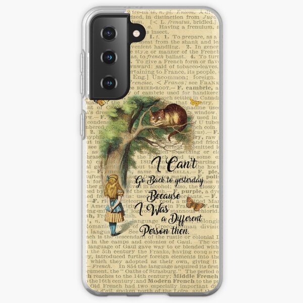 Alice in Wonderland Quote,Cheshire Cat,Vintage Dictionary Art Samsung Galaxy Soft Case