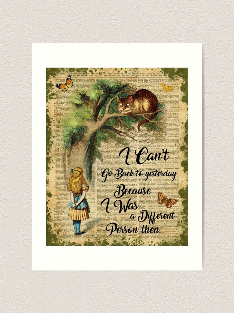 Alice In Wonderland Quote Chesire Cat I'm Not Crazy Dictionary Art Print Gift 