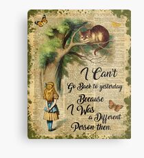Alice in Wonderland Quote,Cheshire Cat,Vintage Dictionary Art Metal Print