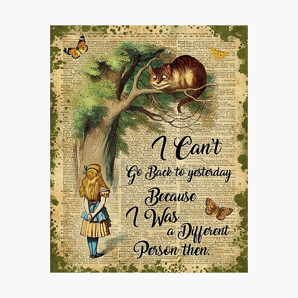 Alice in Wonderland Quote,Cheshire Cat,Vintage Dictionary Art Photographic Print