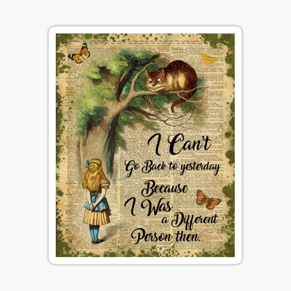 Alice in Wonderland Quote,Cheshire Cat,Vintage Dictionary Art Sticker