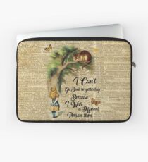 Alice in Wonderland Quote,Cheshire Cat,Vintage Dictionary Art Laptop Sleeve