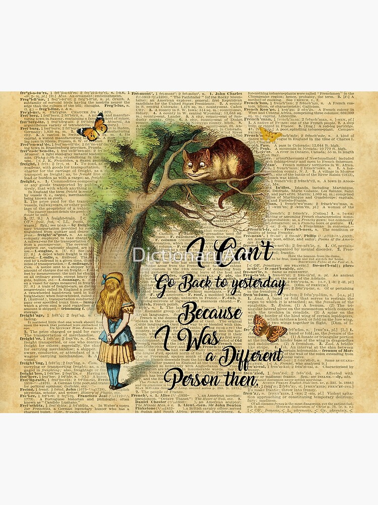 Disover Alice in Wonderland Quote,Cheshire Cat,Vintage Dictionary Art | Tapestry