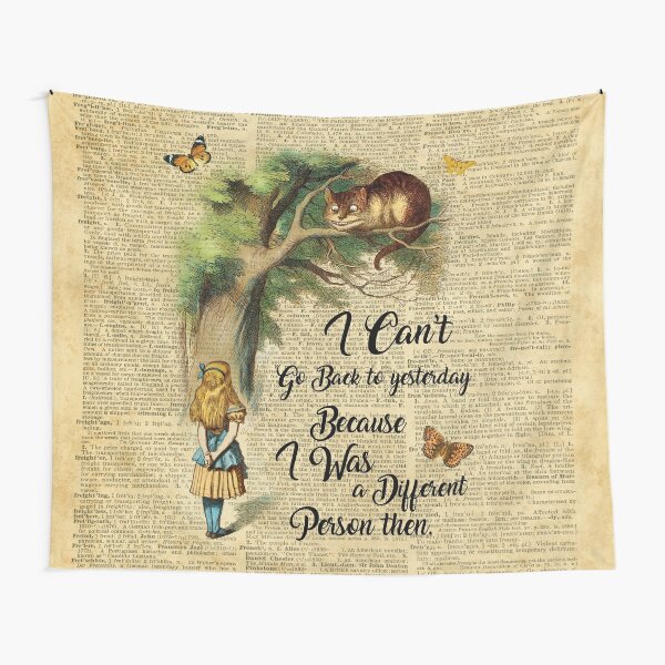 Disover Alice in Wonderland Quote,Cheshire Cat,Vintage Dictionary Art | Tapestry